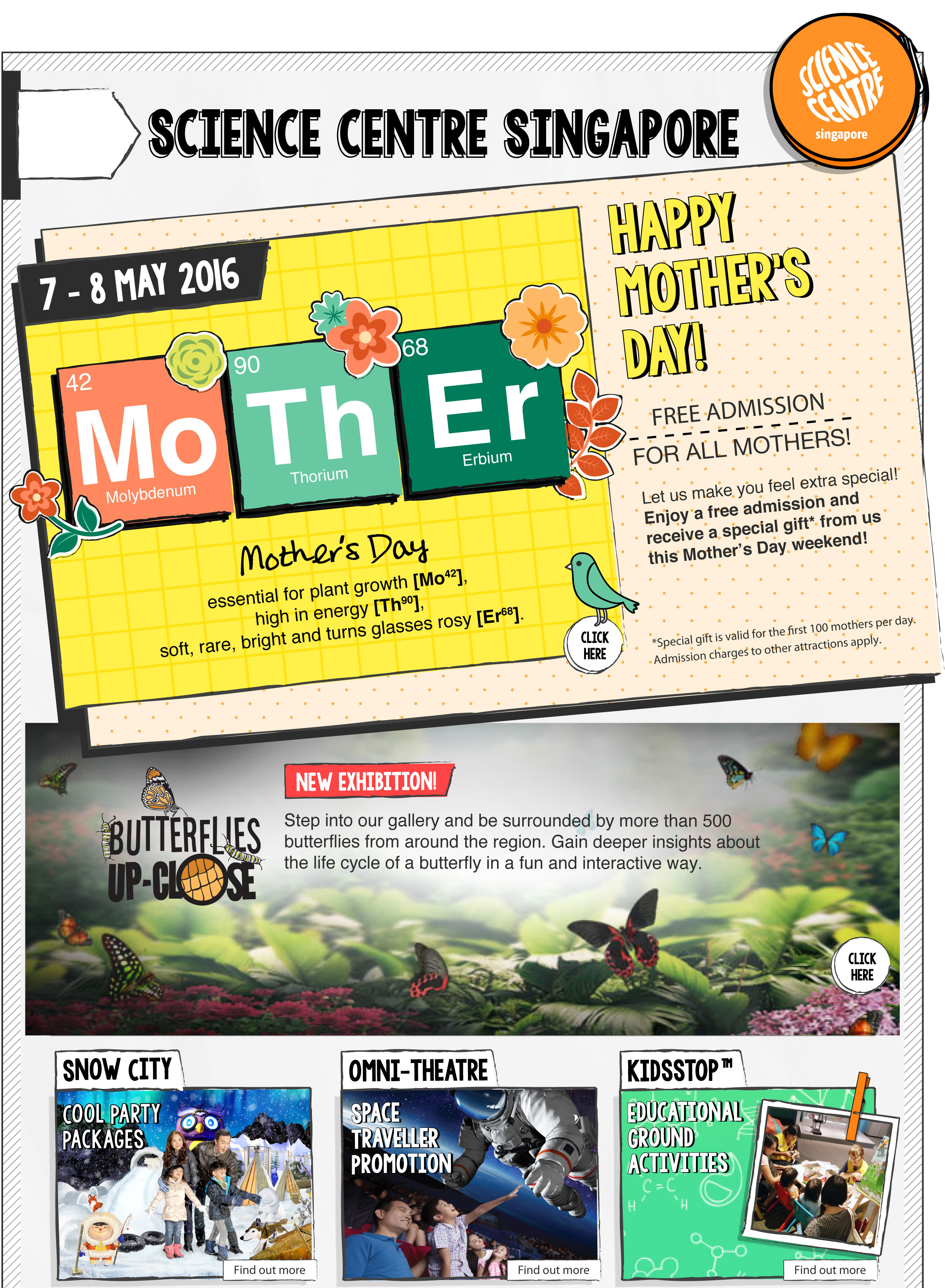 Science Centre Celebrates Mother's Day with Free Admission for all mothers and receive a special gift* this Mother's Day weekend! *First 100 mothers per day.