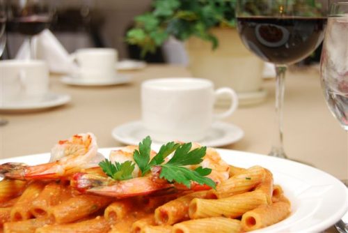 pasta with drink