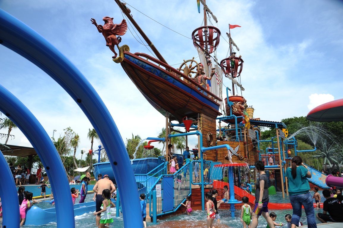 Children and families playing at the Pirate Ship