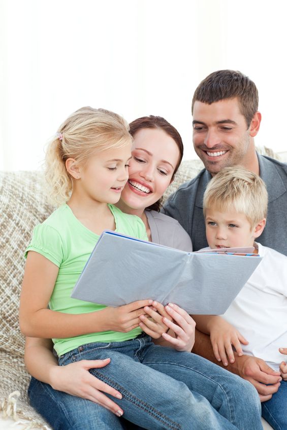 family reading together