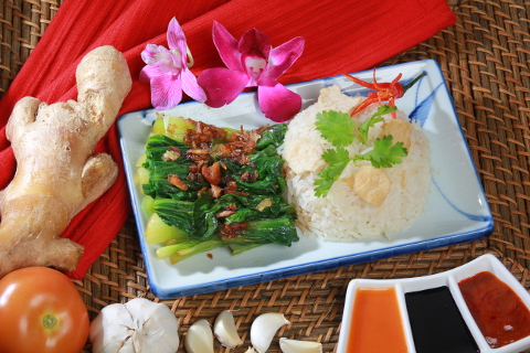 Yamie Chicken rice with Oyster Sauce Vegetables