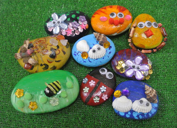 Art activity for kids Creating cute pebbles