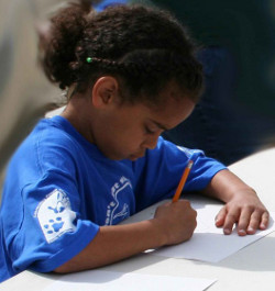 child writing