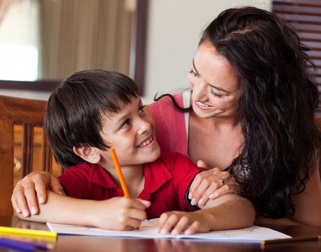 Doing homework happily with children