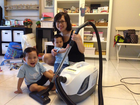 mum dorothea with karcher new waterfilter vacuum cleaner