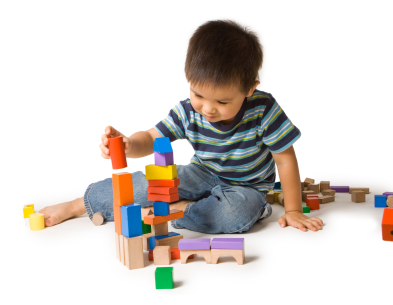 boy playing with blocks