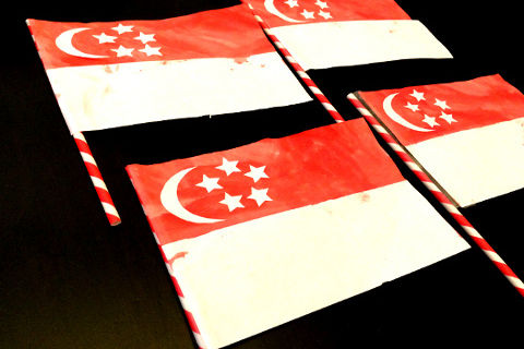 Singapore National Day art n craft activity for kids paper flags