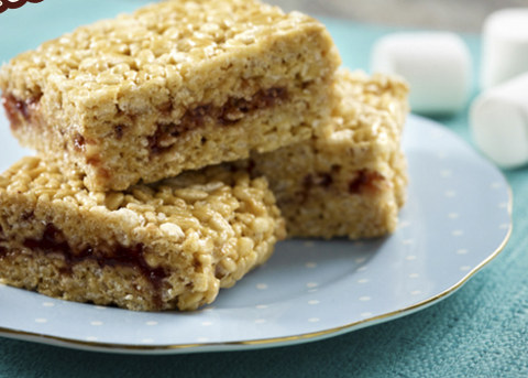 Peanut Butter Jelly Rice Cereal Bars Recipe