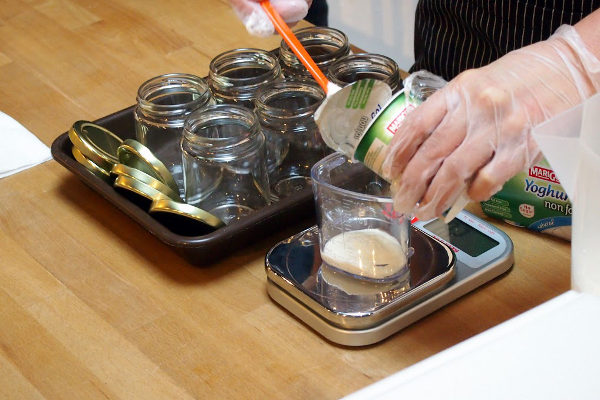 measure yoghurt to add in the milk