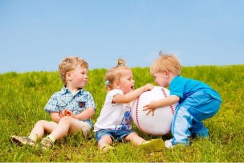 Toddler snatching ball