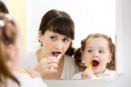 brushing teeth