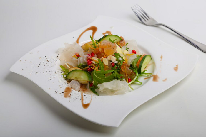 Sea Cucumber and White Fungi Salad with Citrus Salsa