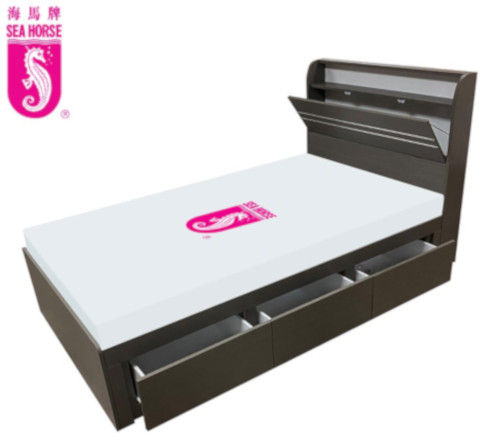 SEA HORSE Bed with 3 Drawers with Head-box for Super Single