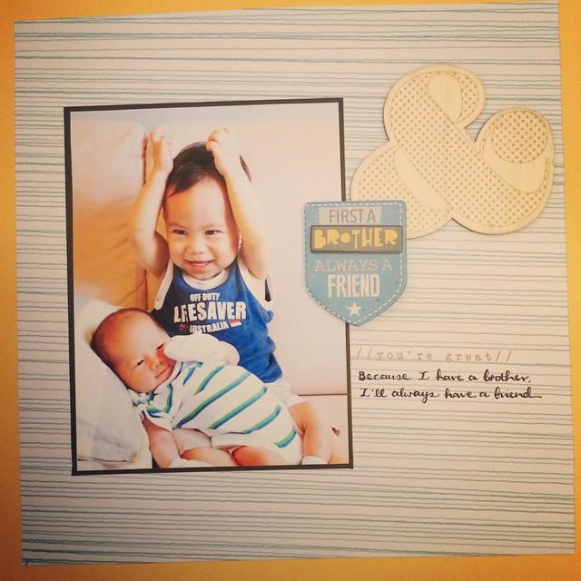 Baby with brother scrapbook