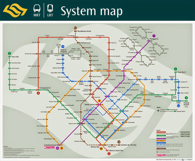 Singapore MRT Map with downtown line
