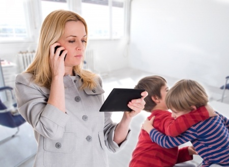 mother on phone distracted