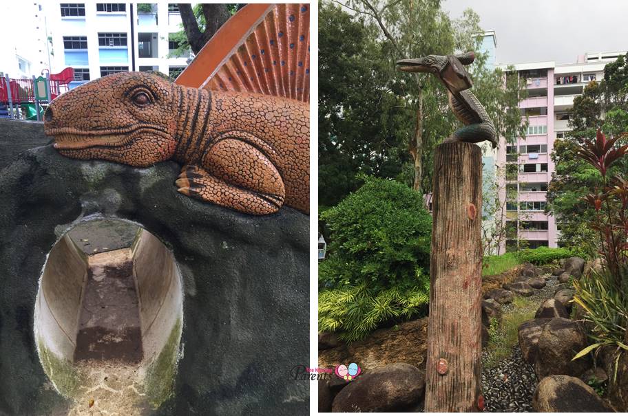 dinosaurs galore at playground in fu shan park woodlands