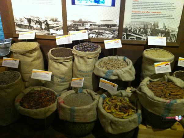 sacks of spices at heritage room philatelic museum