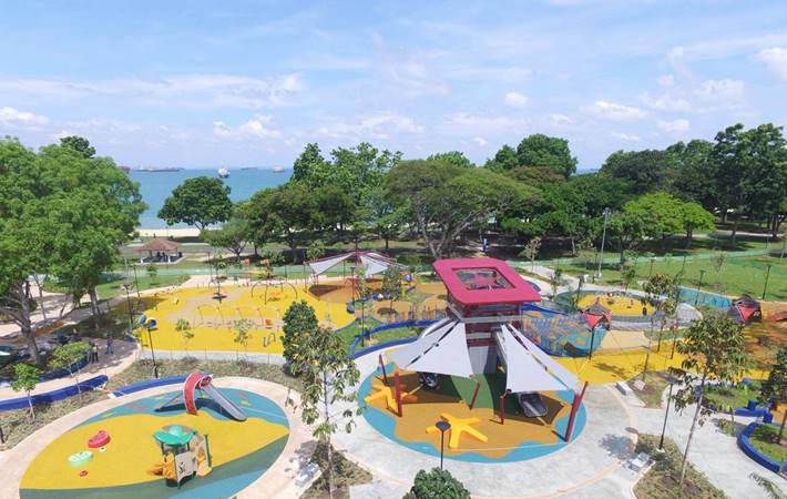 birds eye view of marine cove east coast park singapore