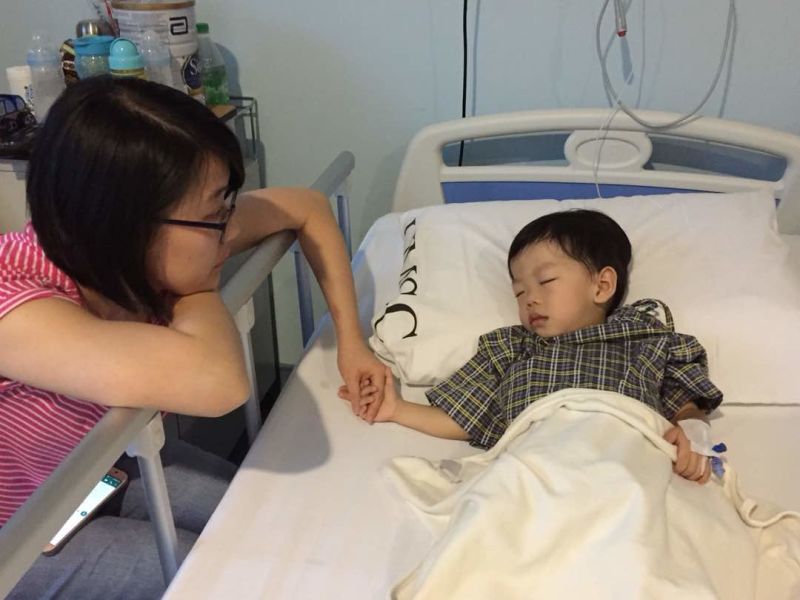 Baby Jayden on hospital bed