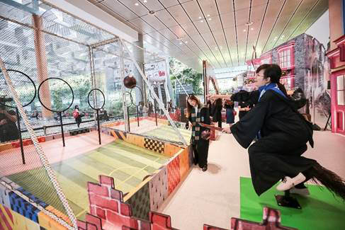 Balancing on a broomstick Wizarding World Holiday at Changi Airport