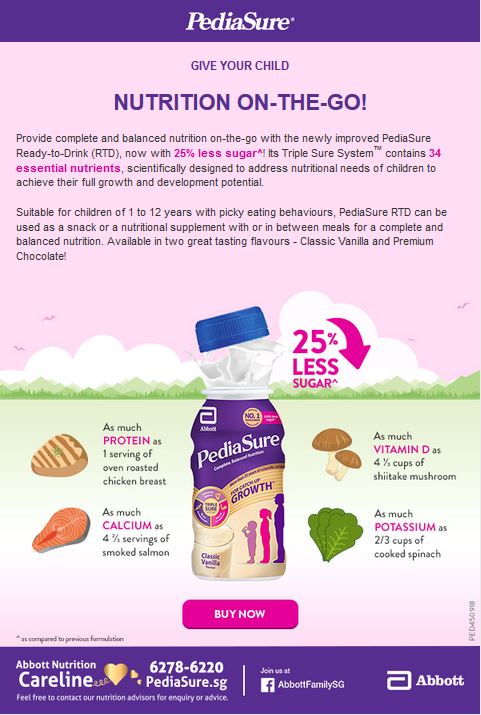 pediasure ready to drink less sugar