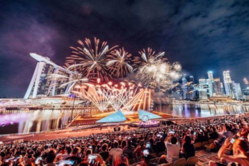 Fireworks Display at Marina Bay Singapore Countdown