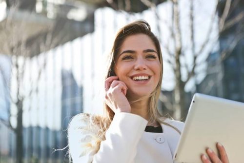 Business woman smiling with confidence