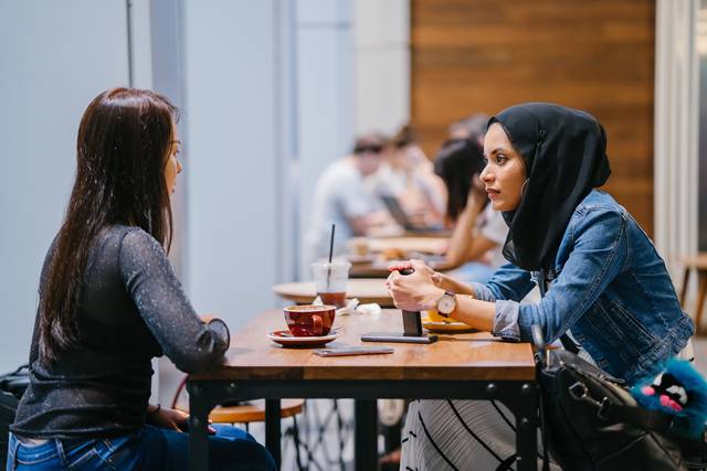 Friends catching up over coffee