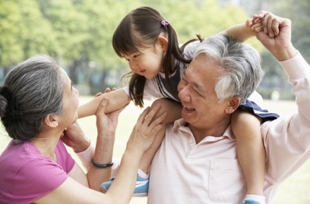 Grandparents with granddaughter