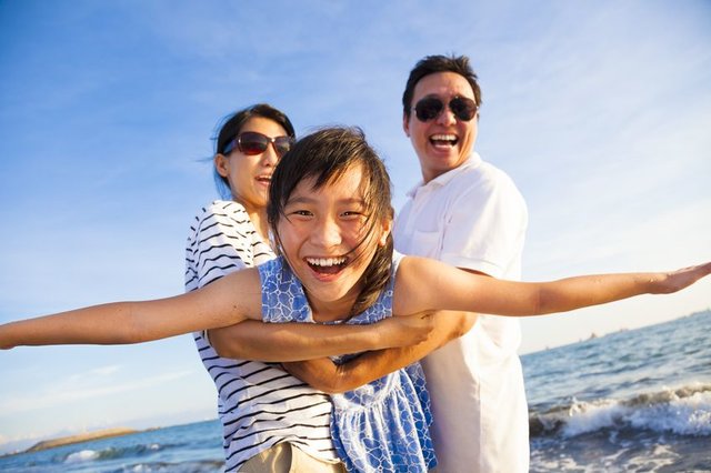 Parents with child on the beach