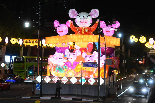 year of rat decorations at chinatown chinese new year