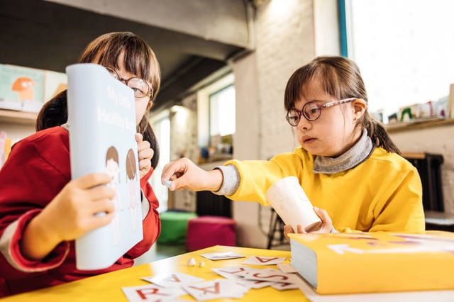 Children with down syndrome reading