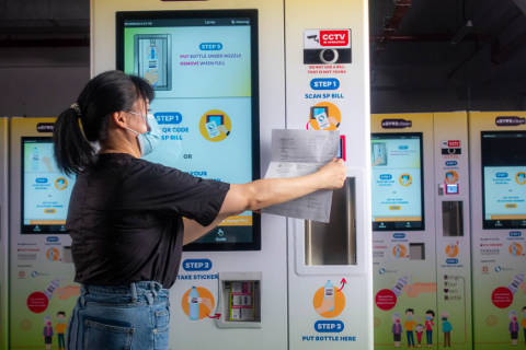 Collect Hand Sanitiser at Vending Machine