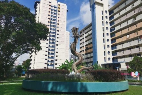 whampoa dragon fountain and statue