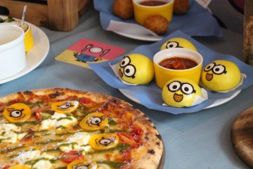 Minion Café Kelong Prawn & Scallop Pizza and Minion Pumpkin Mantou with Chilli Crab Meat Dip