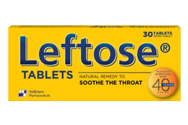 Leftose Tablets relief for sore throat and chesty coughs