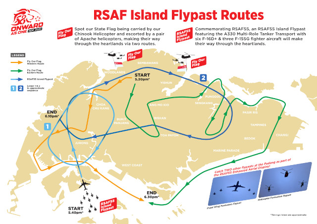 National Day RSAF island flypast routes 2023