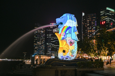 Marina Bay Singapore Countdown 2023 Light Projection Merlion