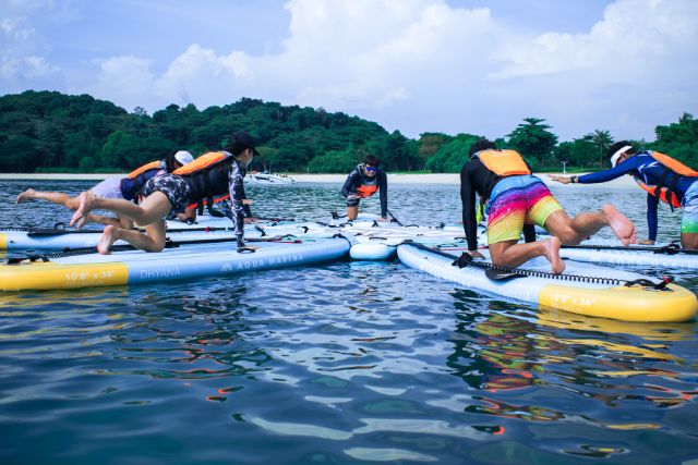 Floating yoga at Lazarus Island