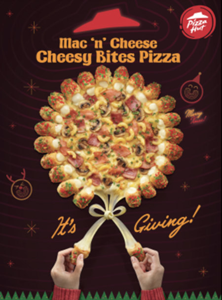 Pizza Hut Mac 'n' Cheese Cheesy Bites Pizza Festive takeaway