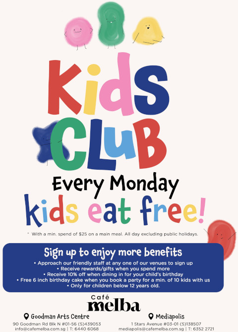 Cafe Melba kids Eat for Free