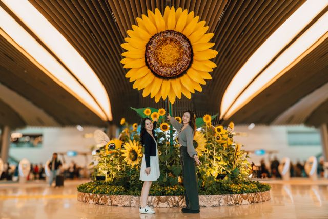 Changi Airport Sunflower Display floral display