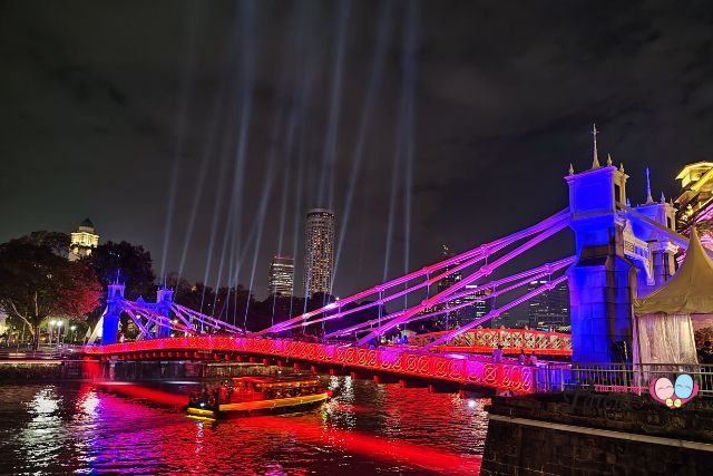 Singapore River Festival Cavenagh Bridge light display