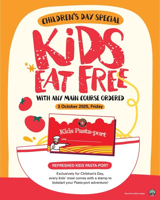 Pasta Mania Children's Day Kid Eat Free