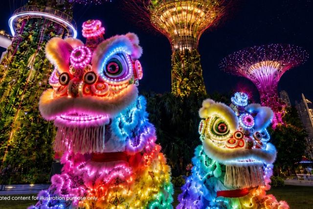 LED Lion Dance Gardens by the Bay Mid-Autumn